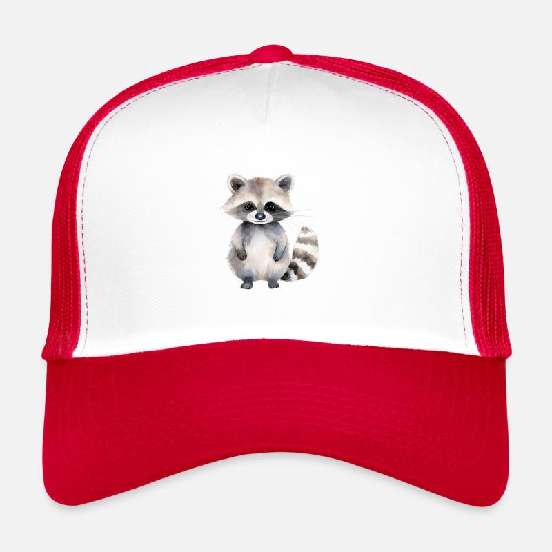 Waschbär Lena - Trucker Cap - Weiß/Rot