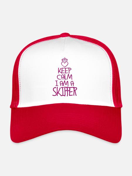 Gardez calm Skipper cool skipper cadeau - Casquette trucker  - blanc/rouge - Devant