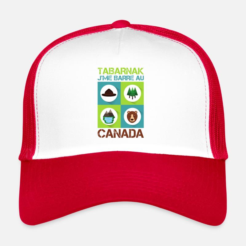 Tabarnak Je Me Barre Au Canada, Feuille D'érable - Casquette trucker  - blanc/rouge