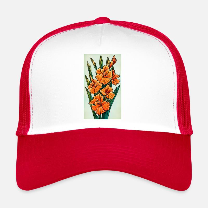 Illustration Orange Gladiolus Trucker Cap