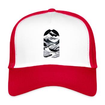 La Montagne 05 - Casquette trucker  - blanc/rouge - Devant