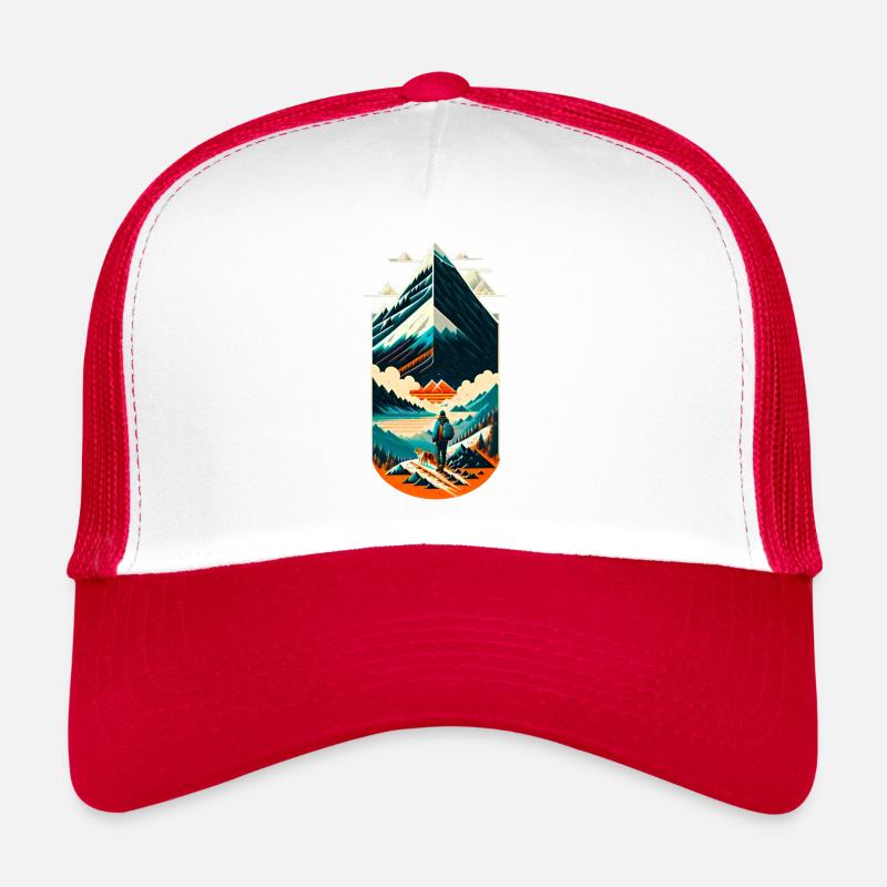 Wanderlust 01 - Trucker Cap - Weiß/Rot
