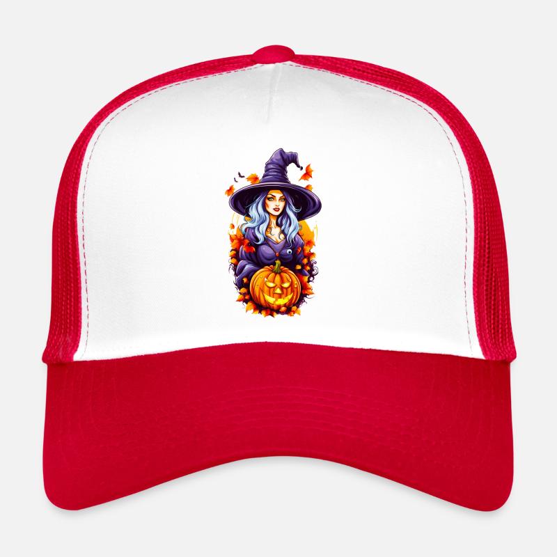 Sorcière d’Halloween avec tête de citrouille Casquette trucker 