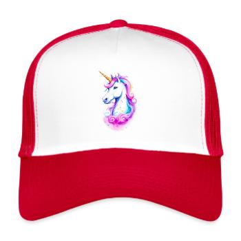 Regenbogen Einhorn 02 - Trucker Cap - Weiß/Rot - Vorne