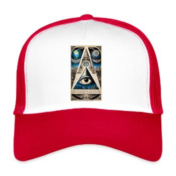 The All-Seeing Eye 01 - Trucker Cap - white/red - Front