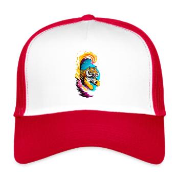 Tiger Leap - Trucker Cap - white/red - Front
