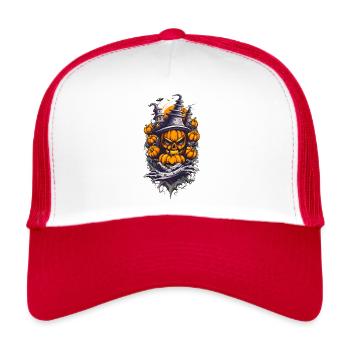 Halloween Villa Pumpkin Head - Trucker Cap - white/red - Front