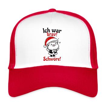 Ich war brav Lustiger Spruch - Trucker Cap - Weiß/Rot - Vorne