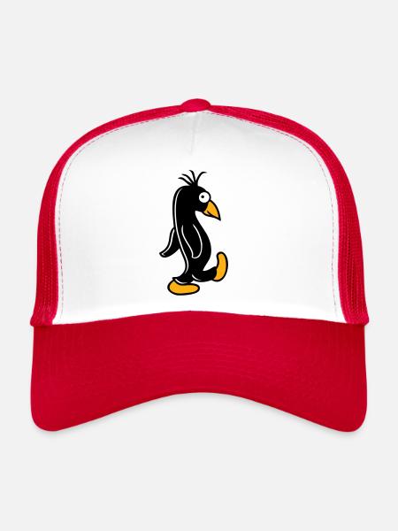 Penguin runs funny stupid looks funny stupid silly - Trucker Cap - white/red - Front