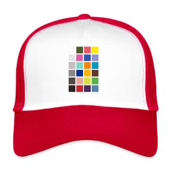Colour Checker / Référence de couleur / Carte grise - Casquette trucker  - blanc/rouge - Devant