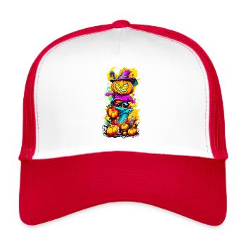Halloween Jack o Lanterne 04 - Casquette trucker  - blanc/rouge - Devant
