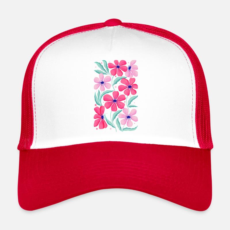 Blumen Dekor in Pink. Personalisierbar Trucker Cap