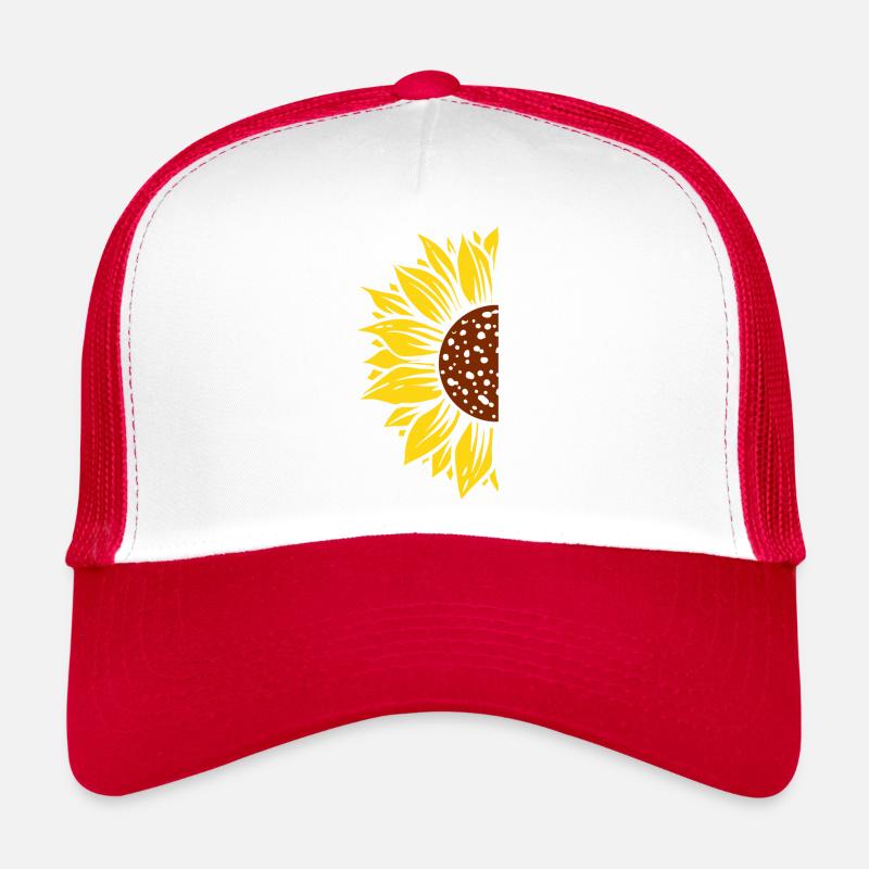 Half sunflower - Trucker Cap - white/red
