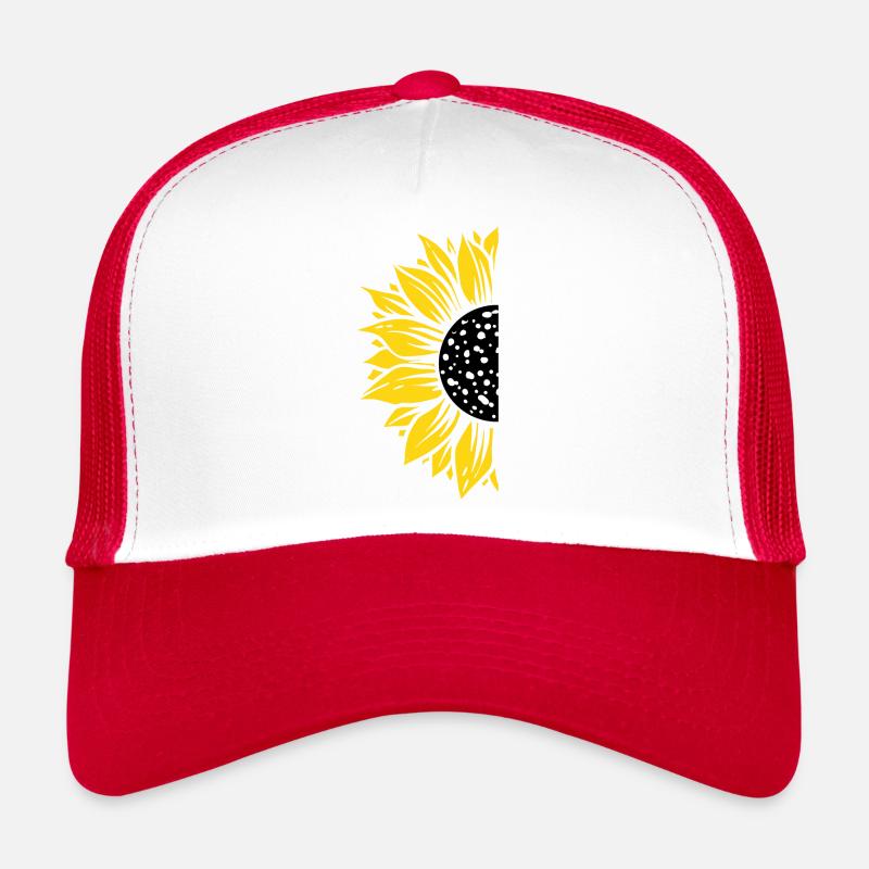 Half sunflower black and yellow Trucker Cap