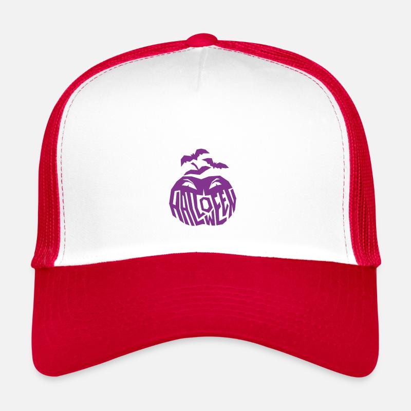 Citrouille effrayante violette - Casquette trucker  - blanc/rouge