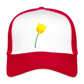 Gelbe Tulpe - Trucker Cap - Weiß/Rot - Vorne