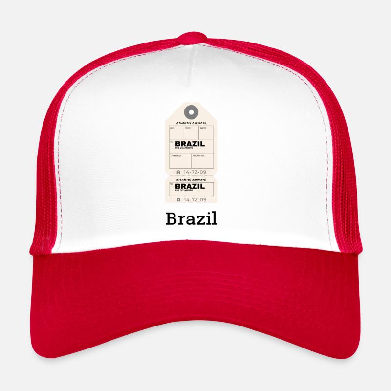 Brazil Flight Ticket - Trucker Cap - Weiß/Rot