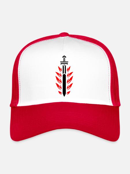 Flaming Sword - Trucker Cap - white/red - Front