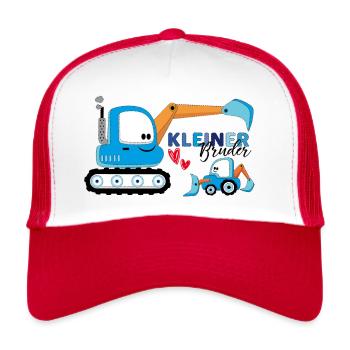 Kleiner Bruder Bagger - Trucker Cap - Weiß/Rot - Vorne