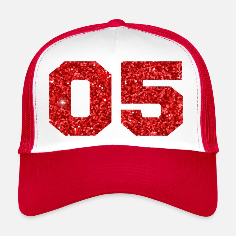Numéro 5 paillettes rouge - 5e anniversaire Casquette trucker 