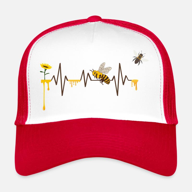 Heartbeat Bees - Geschenkidee - Trucker Cap - Weiß/Rot