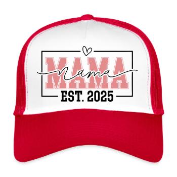 Cute Mama Est. 2025 New Mom Mother's Day Gift - Casquette trucker  - blanc/rouge - Devant