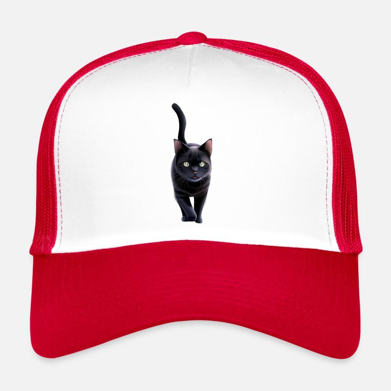 Le chat noir - Casquette trucker  - blanc/rouge