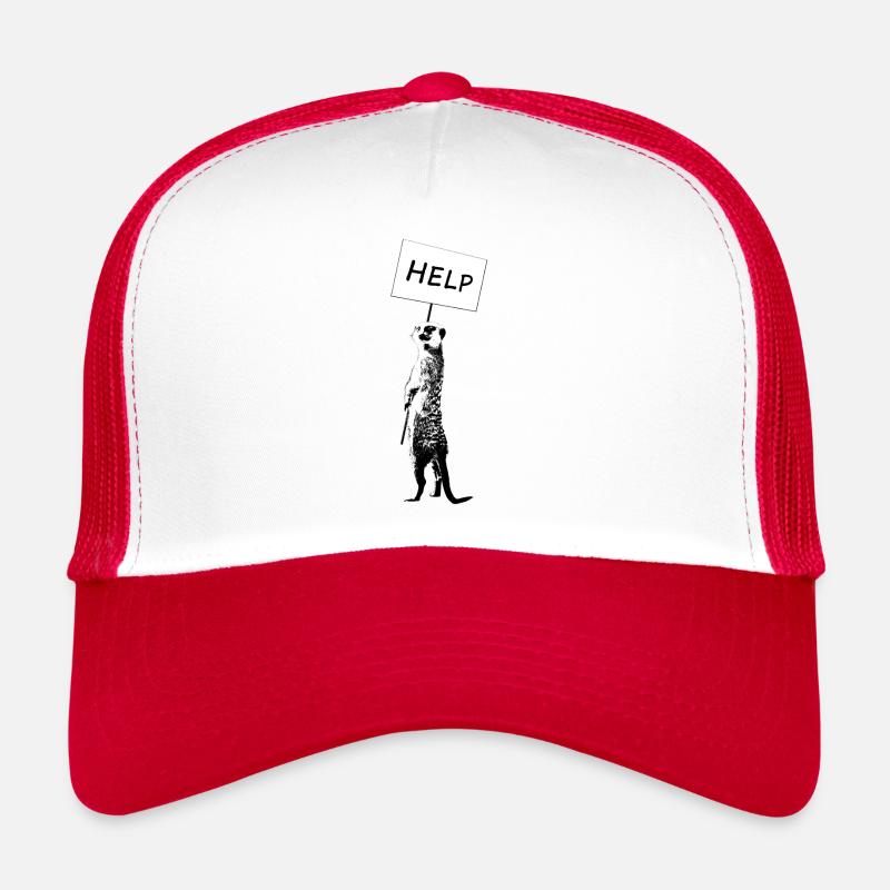 Erdmännchen / Meerkat / Hilfe / Save the Planet - Trucker Cap - Weiß/Rot