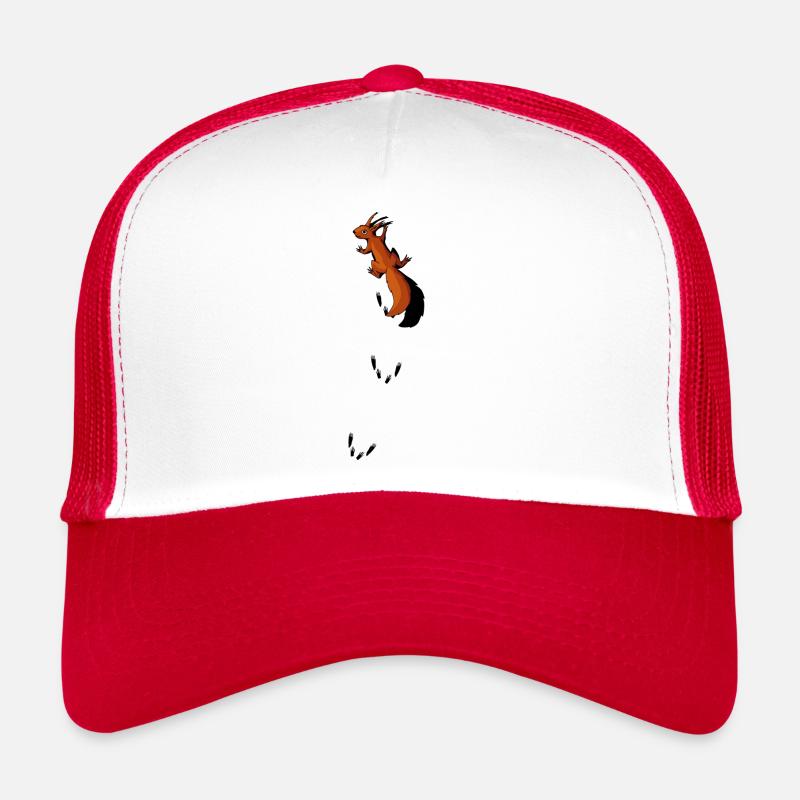 kletterndes Eichhörnchen klettert auf Shirt Gesche - Trucker Cap - Weiß/Rot
