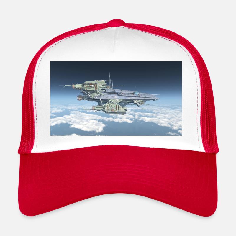 Un énorme vaisseau spatial au-dessus des nuages Casquette trucker 