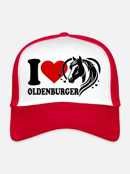 J’adore le cheval Oldenburger - Casquette trucker  - blanc/rouge - Devant