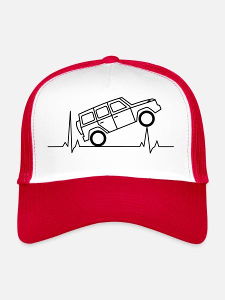 Battement de cœur ECG Classe G hors route - Casquette trucker  - blanc/rouge - Devant
