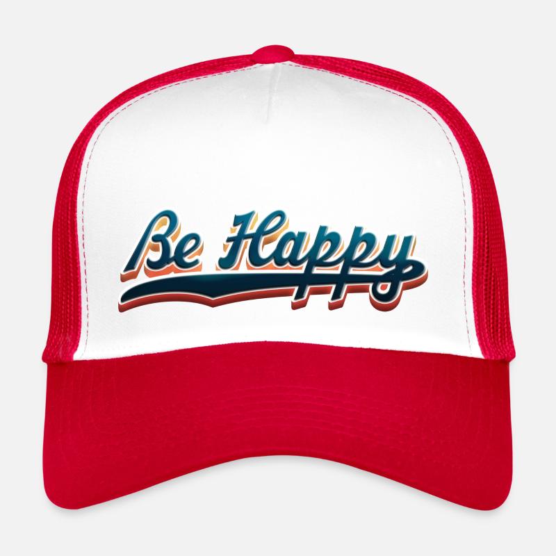 Be Happy - Trucker Cap - white/red