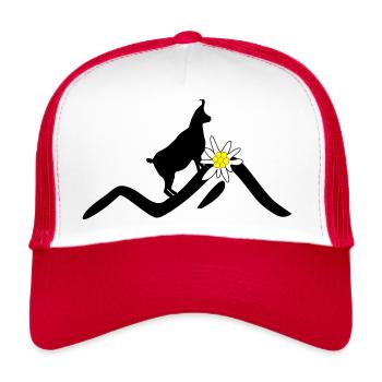 montagne, alpes - Casquette trucker  - blanc/rouge - Devant