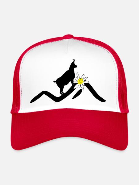 montagne, alpes - Casquette trucker  - blanc/rouge - Devant
