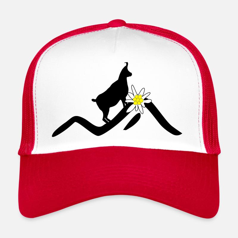 Berge, Gams und Edelweiß - Trucker Cap - Weiß/Rot