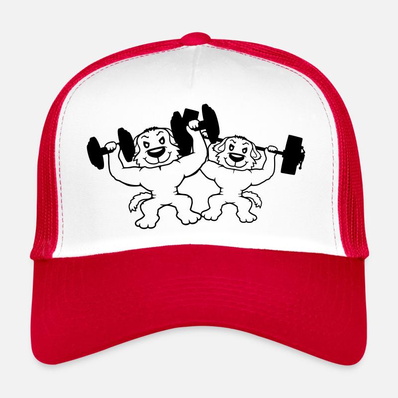 2 Hunde Bodybuilder Stark Muskeln Gym Gewichtheben Trucker Cap