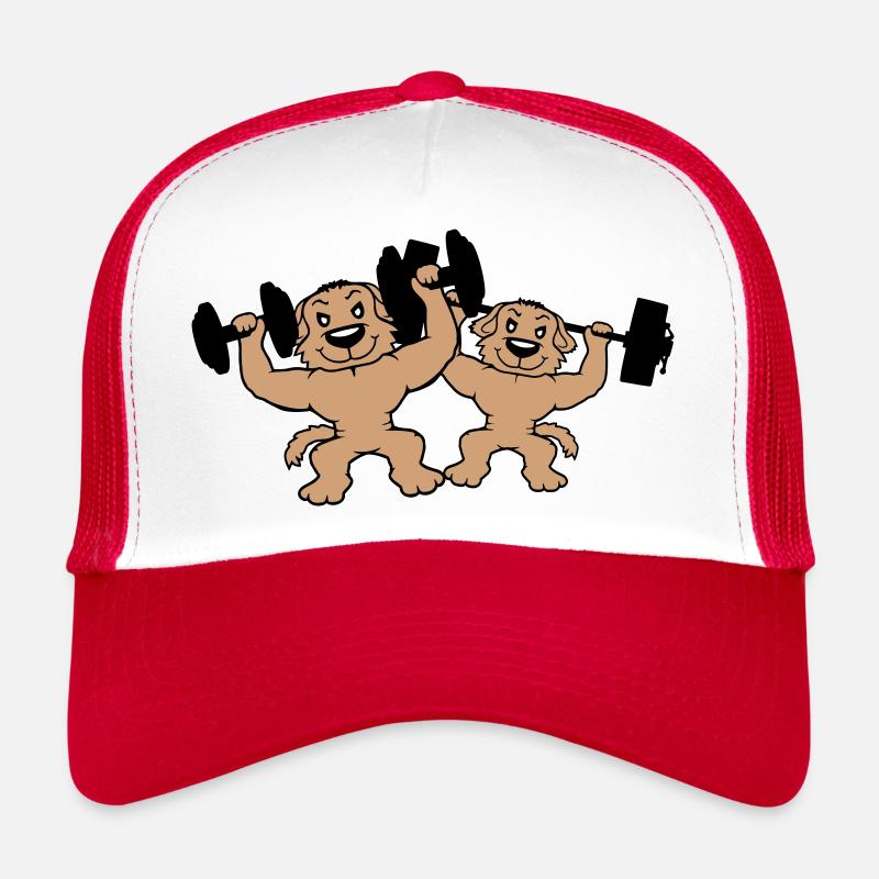 2 Hunde Bodybuilder Stark Muskeln Gym Gewichtheben Trucker Cap