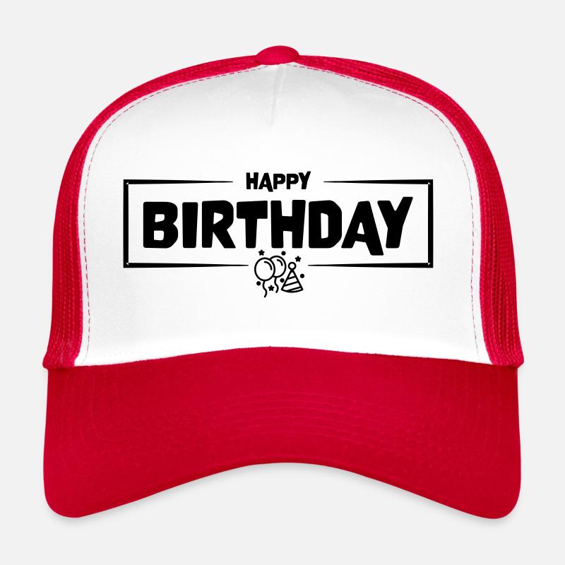 Happy Birthday - Trucker Cap - Weiß/Rot