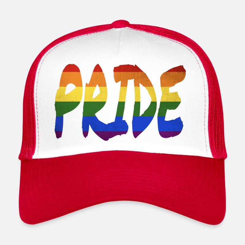 Lettrage LGBT+ Pride - Casquette trucker  - blanc/rouge