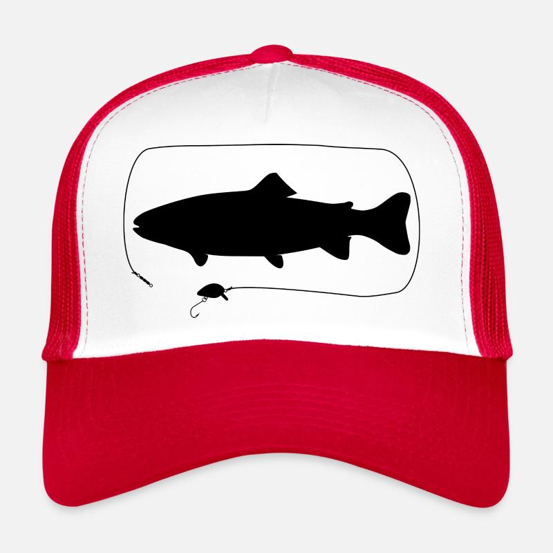 Forelle mit Wobbler - Trucker Cap - Weiß/Rot
