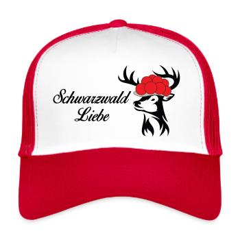 Schwarzwald Liebe Bollenhut Hirsch - Trucker Cap - Weiß/Rot - Vorne