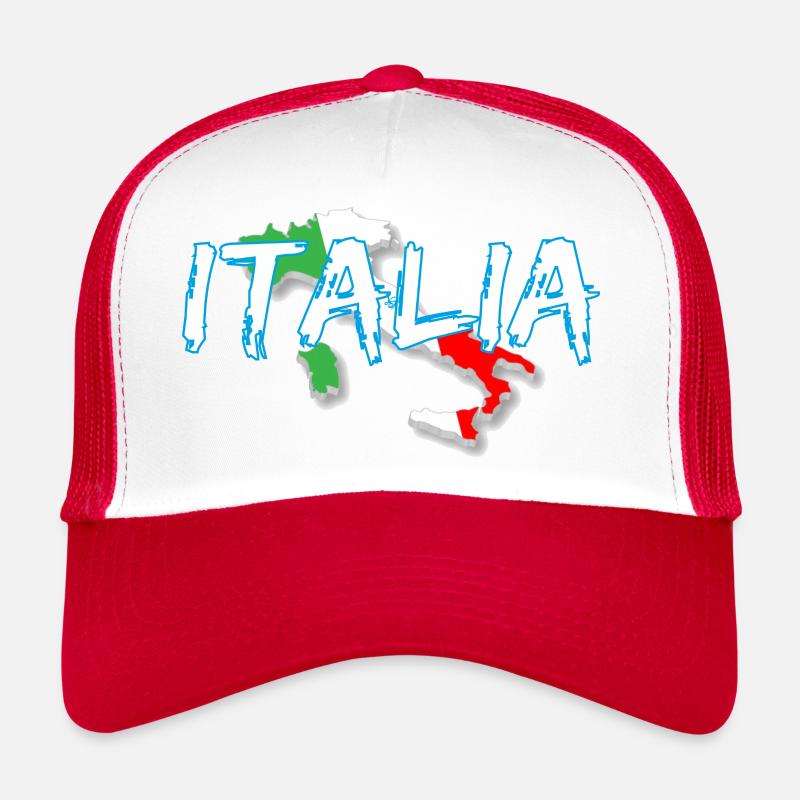 Italien Edo weißer Stiefel - Trucker Cap - Weiß/Rot