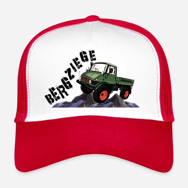 Bergziege - Unimog - Offroad - Oldtimer - Trucker Cap - Weiß/Rot