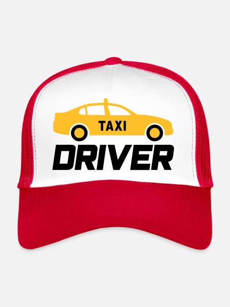 Chauffeur de taxi (voiture) - Casquette trucker  - blanc/rouge - Devant