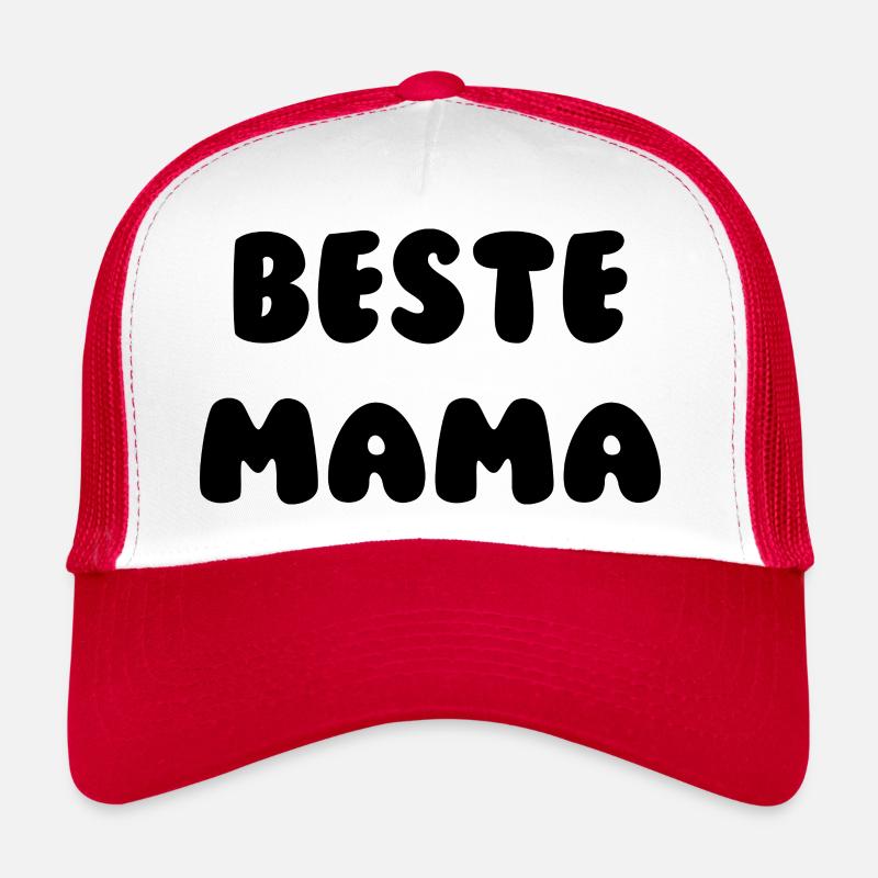 Beste Mama Schwarz - Trucker Cap - Weiß/Rot