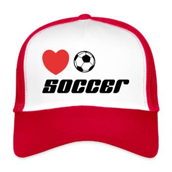 I Love Soccer - Trucker Cap - white/red - Front