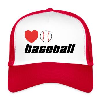 Ich liebe Baseball - Trucker Cap - Weiß/Rot - Vorne