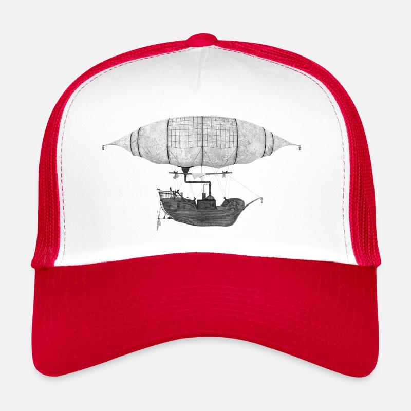 Fantasy Airship - Trucker Cap - white/red