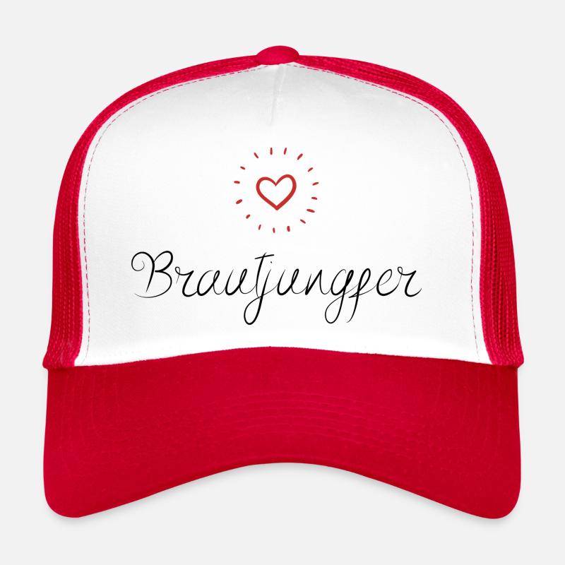 Brautjungfer - Trucker Cap - Weiß/Rot